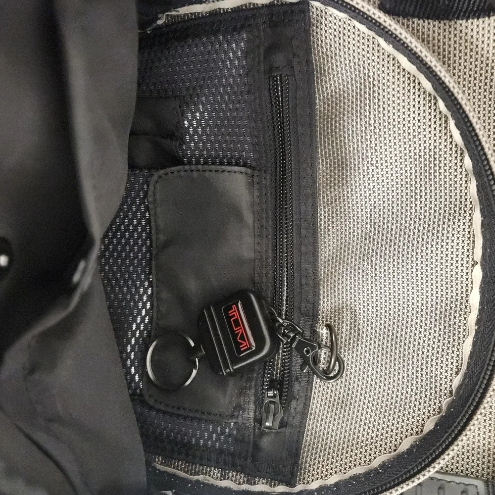Tumi T2 Ballistic Black Gray Multi Compartment Travel Backpack Waist Carry Bag ;
